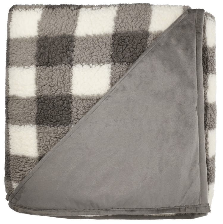 Double Sided plaid sherpa blanket